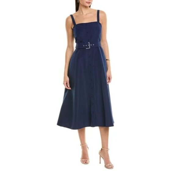 julia jordan Dresses & Skirts - Julia Jordan Women's Navy Blue Belted Button Midi Dress Front Size 8 Party Chic